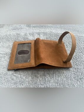 Genuine Leather Brown Minimalist Wallet ID Window